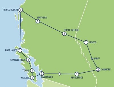 Map showing the Tour regions